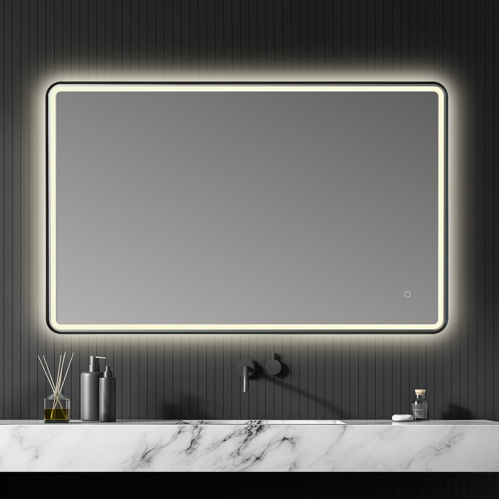 Framed in Matt Black Modern Bathroom/Vanity LED Lighted Wall Mirror. Picture 13