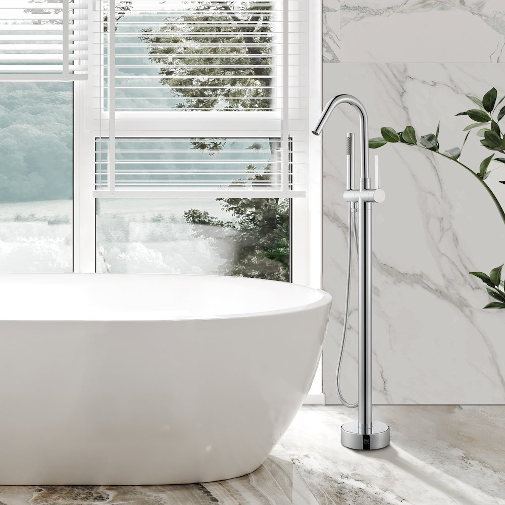 Single Lever Handle Freestanding Floor Mounted Tub Filler. Picture 5