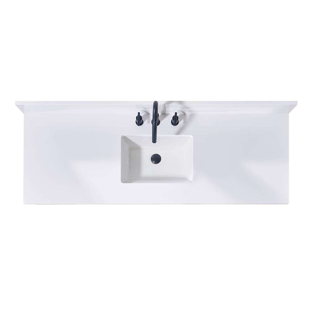 61. in Composite Stone Vanity Top in Snow White with Single White Sink. Picture 1