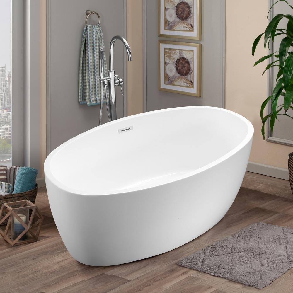 Jolie 55" x 32" Freestanding Soaking Acrylic Bathtub. Picture 7