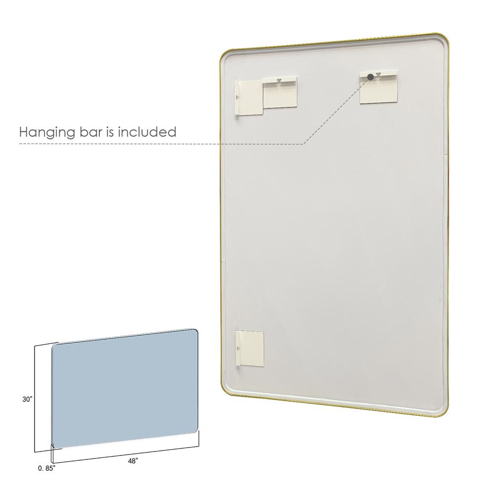 Nettuno 48" Rectangle Bathroom/Vanity Brushed Gold Aluminum Framed Wall Mirror. Picture 7