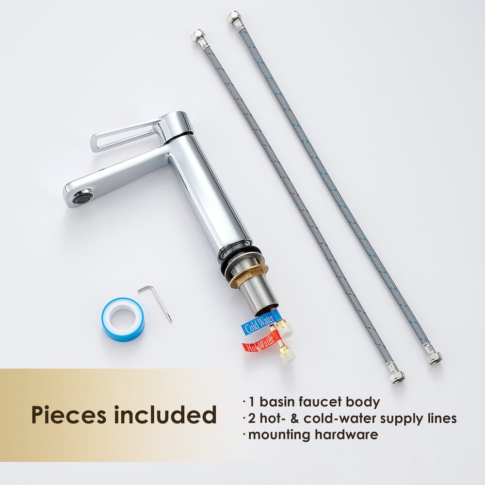 Single Hole Single-Handle Bathroom Faucet in Prolished Chrome. Picture 12