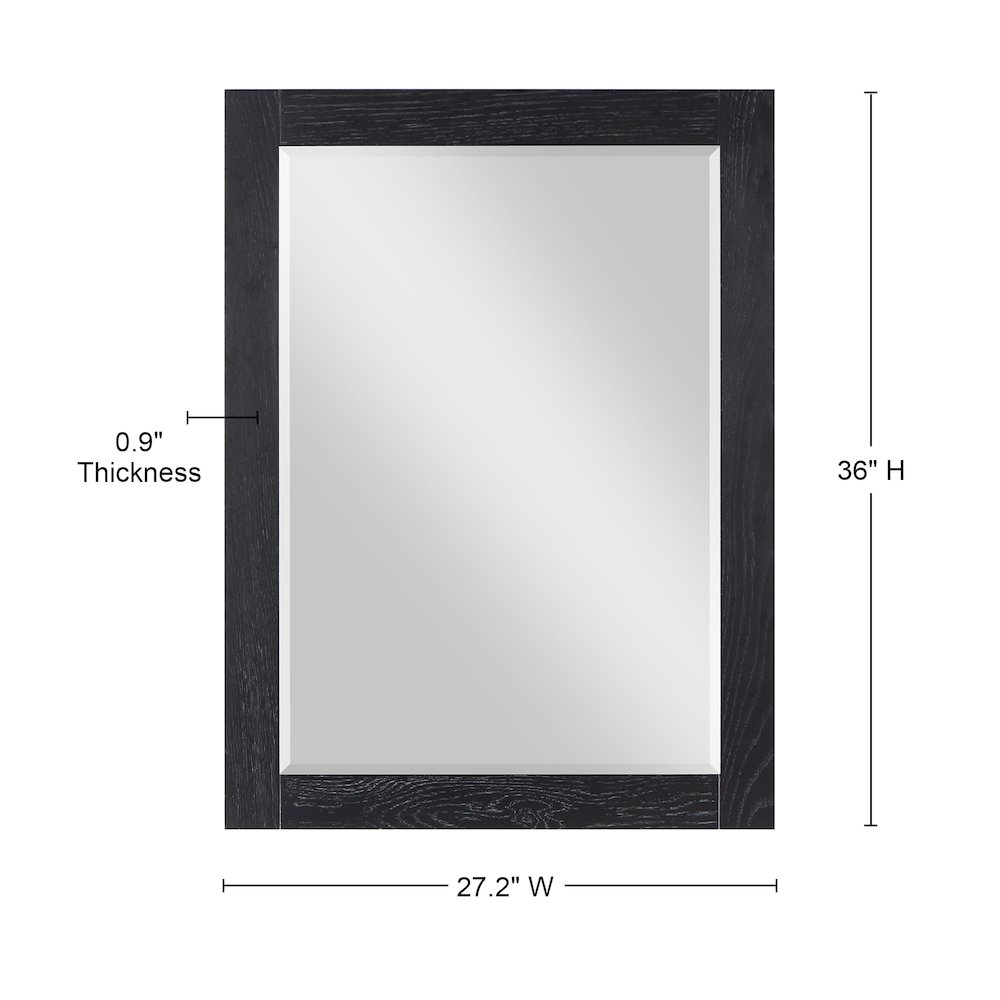 28" Rectangular Bathroom Wood Framed Wall Mirror in Black Oak. Picture 10