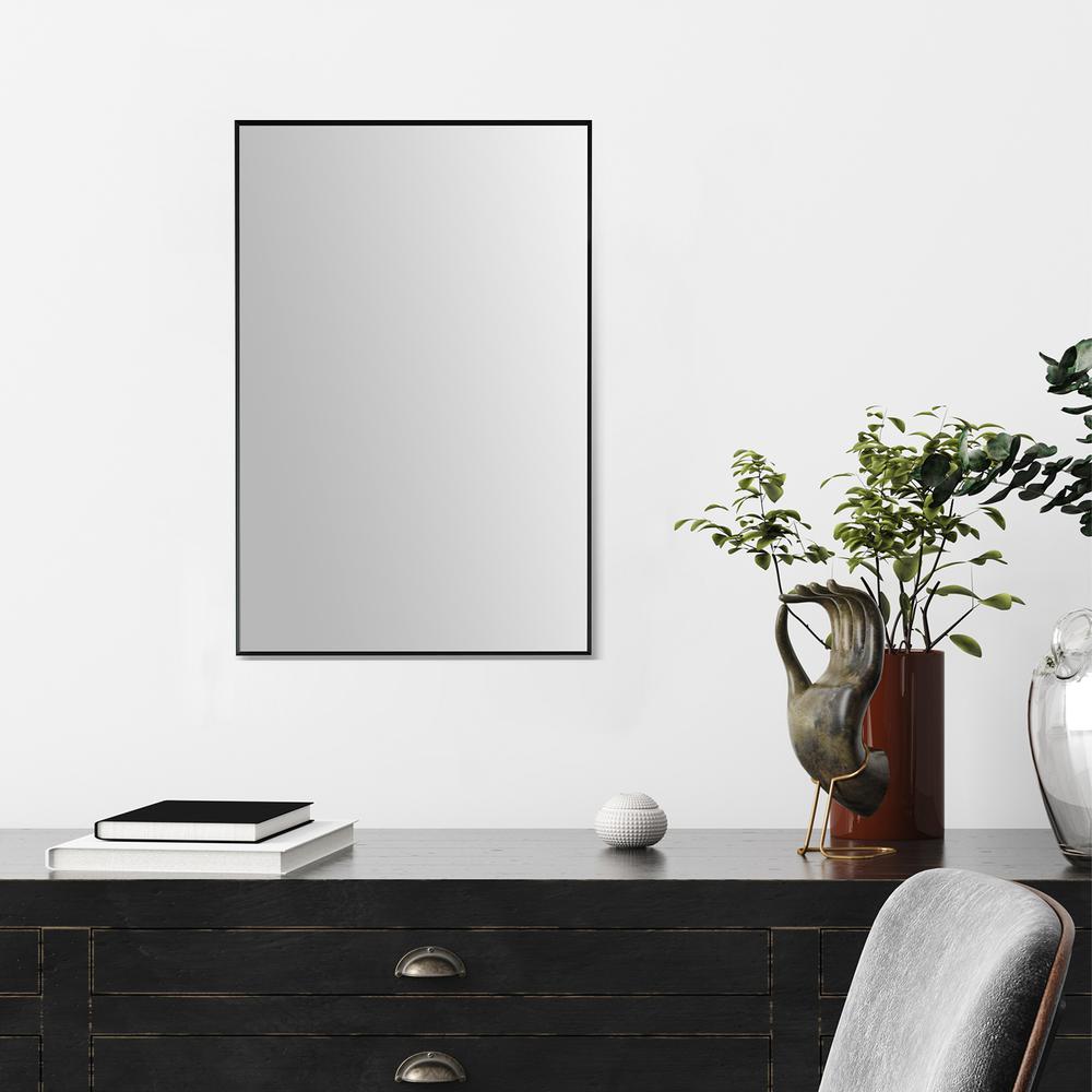 Sassi 24" Rectangle Bathroom/Vanity Matt Black Aluminum Framed Wall Mirror. Picture 8