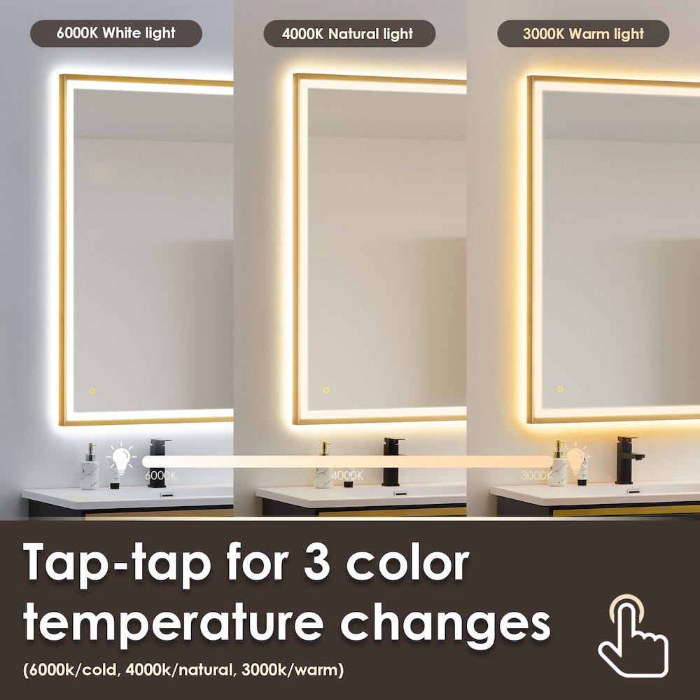 84"x42" Rectangular Wall Mirror in Brushed Gold Aluminum Framed. Picture 14
