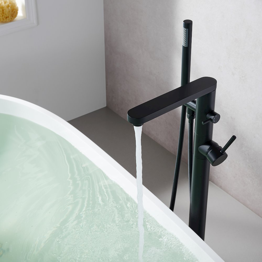 Double Lever Handles Freestanding Floor Mounted Tub Filler. Picture 6