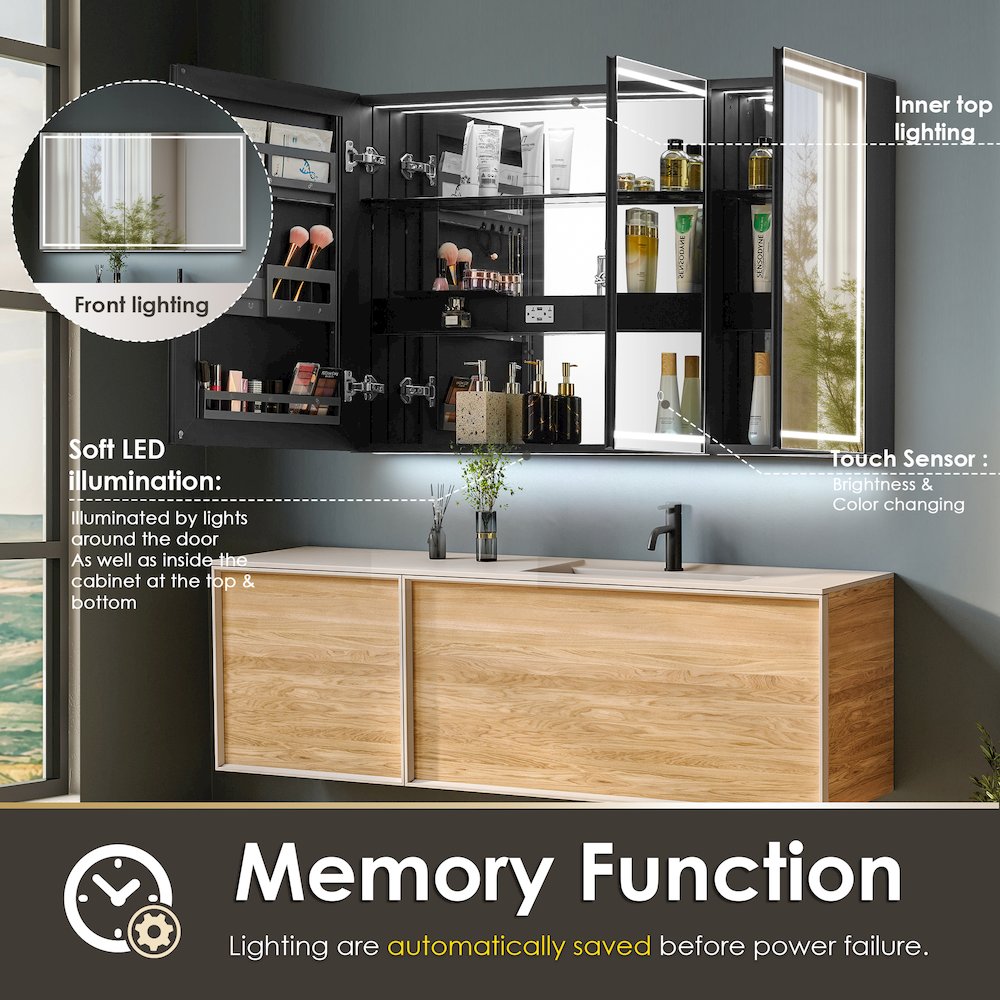 48"x28" Rectangular Frameless Surface-Mount Medicine Cabinet. Picture 8