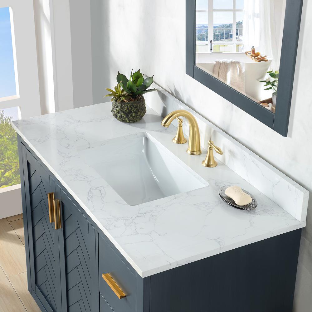 42" Single Bathroom Vanity Set in Classic Blue with Mirror. Picture 7