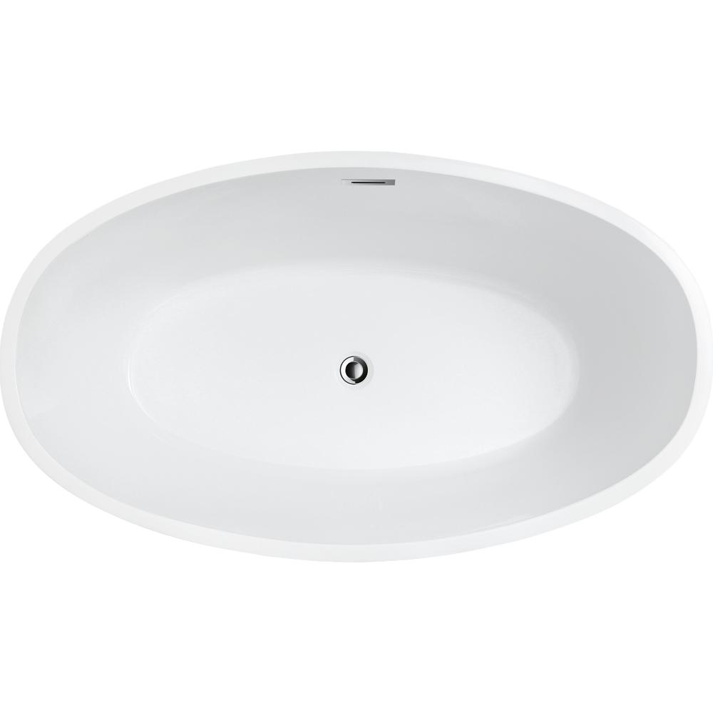 Jolie 55" x 32" Freestanding Soaking Acrylic Bathtub. Picture 3