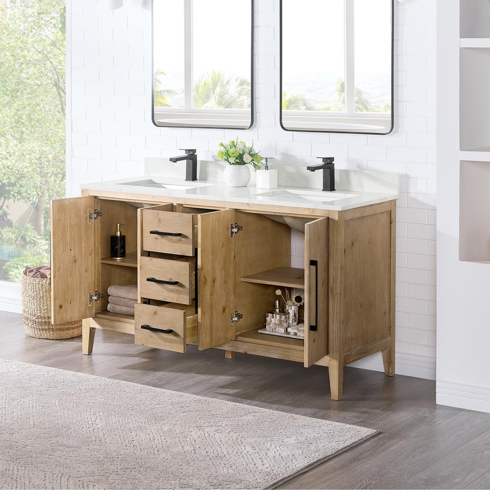 Double Bathroom Cabinet Vanity Base in Top and Sink, no Mirror. Picture 4