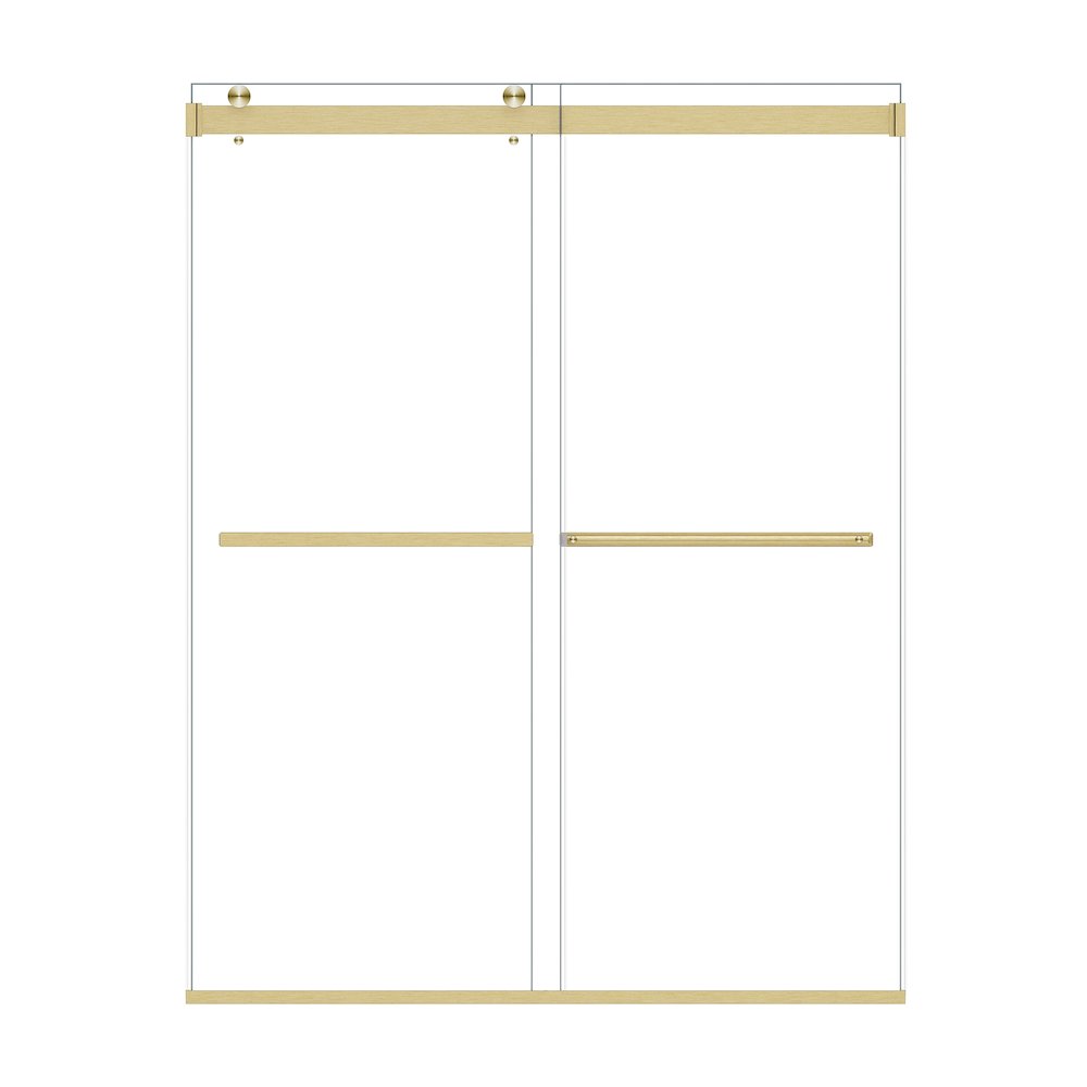 By Pass Frameless Shower Door in Brushed Gold with Clear Glass. Picture 1