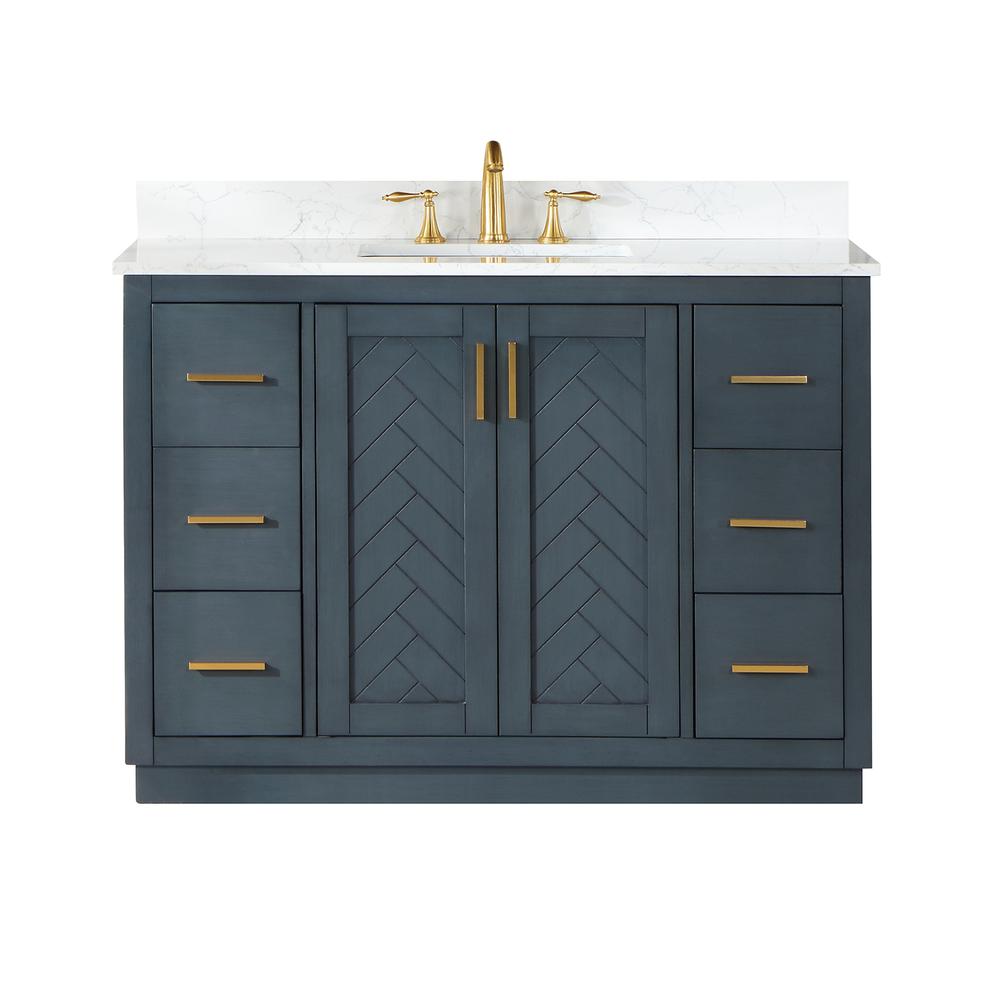 48" Single Bathroom Vanity Set in Classic Blue without Mirror. Picture 1