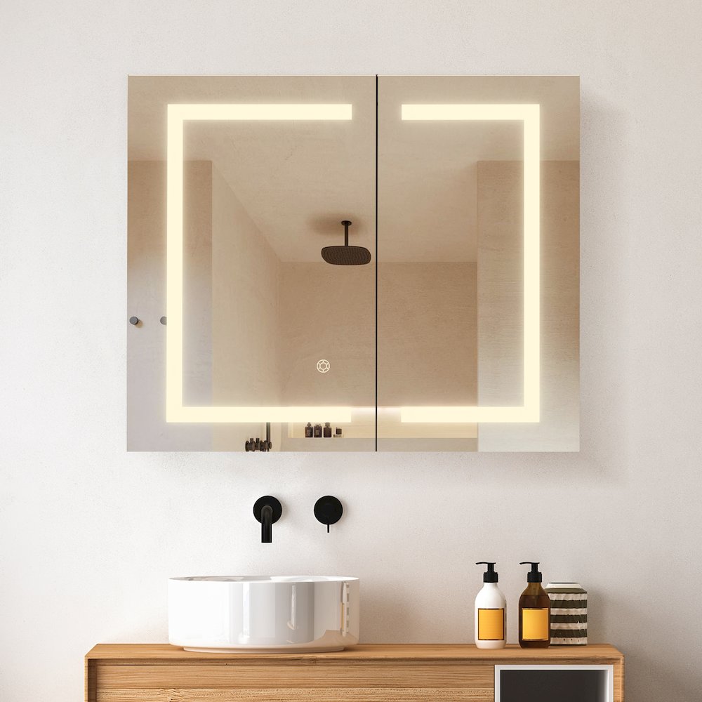 36" Frameless Surface-Mount/Recessed LED Lighted Bathroom Medicine Cabinet. Picture 3