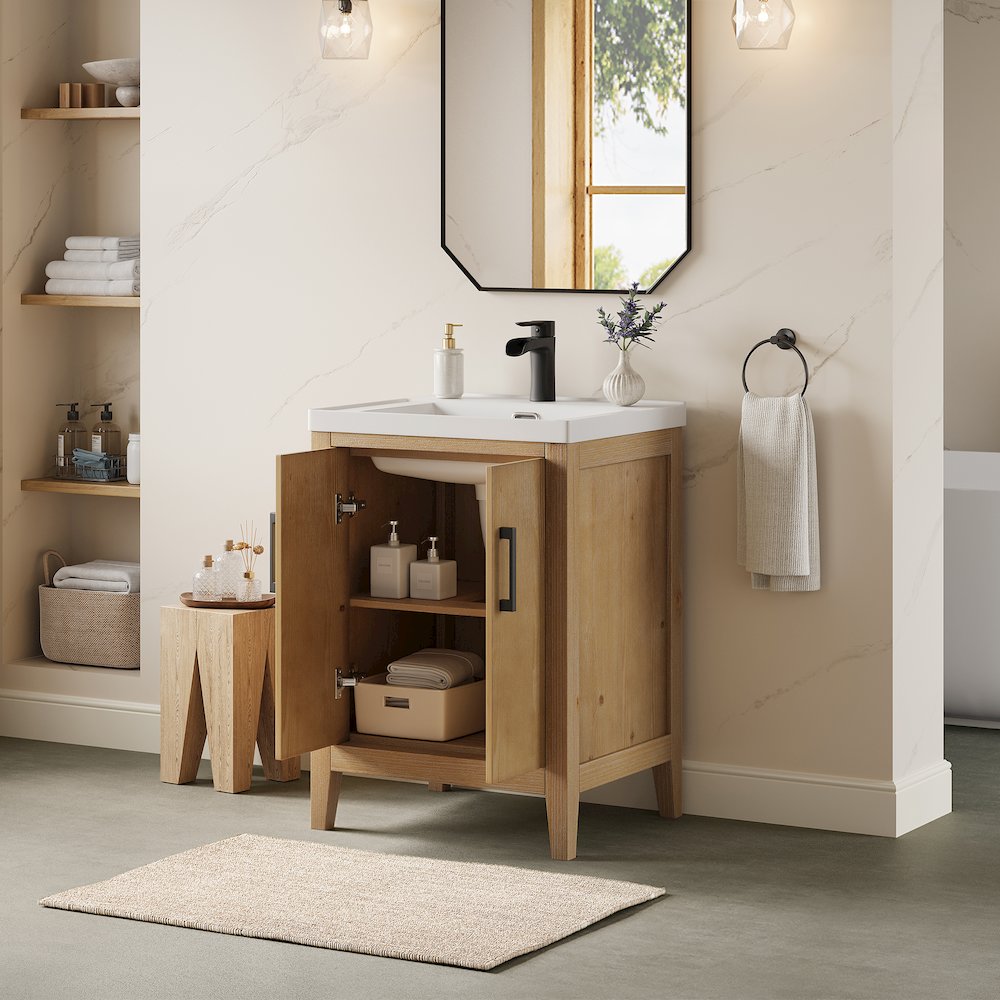 24" Single Bathroom Vanity in with White Ceramic Intergated Sink without Mirror. Picture 4