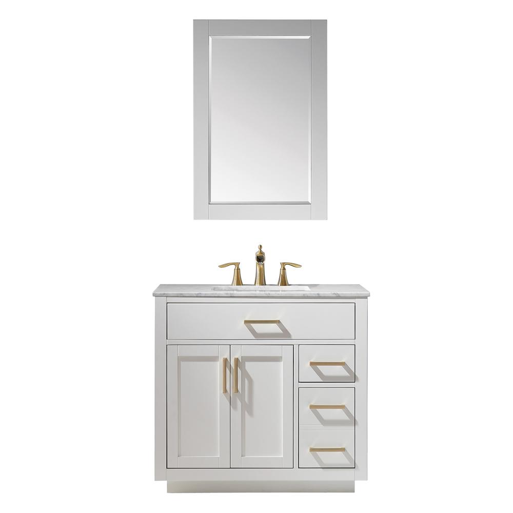 36" Single Bathroom Vanity Set in White with Mirror. Picture 1