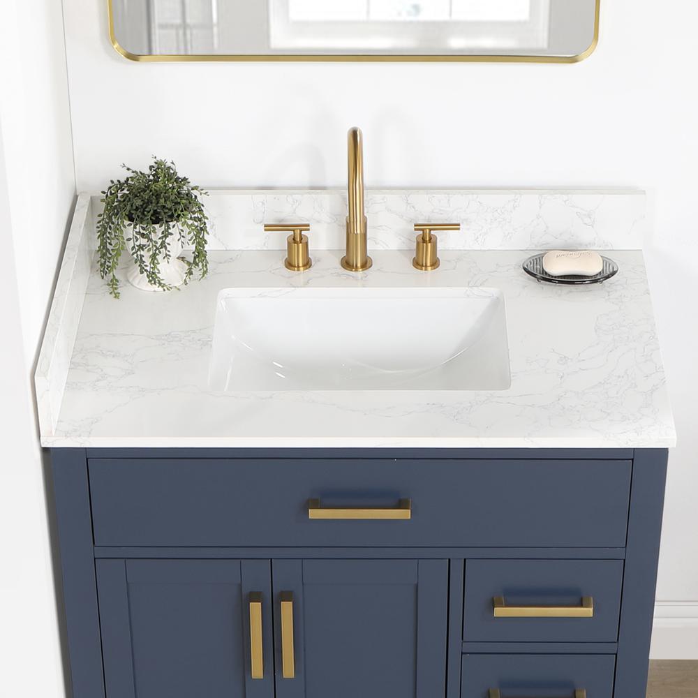 36" Single Bathroom Vanity in Royal Blue with Mirror. Picture 9