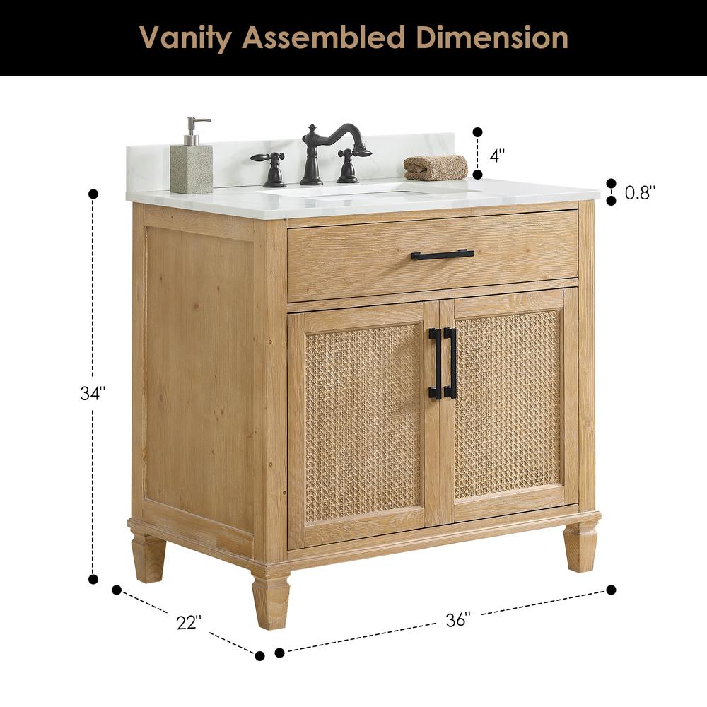 Single Bathroom Vanity in Weathered Fir with Stone Countertop without Mirror. Picture 12