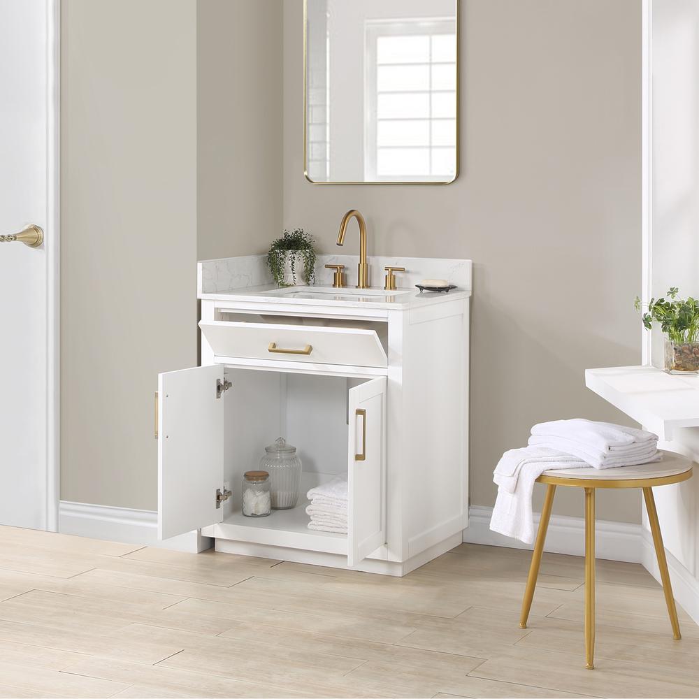 30" Single Bathroom Vanity in White without Mirror. Picture 8