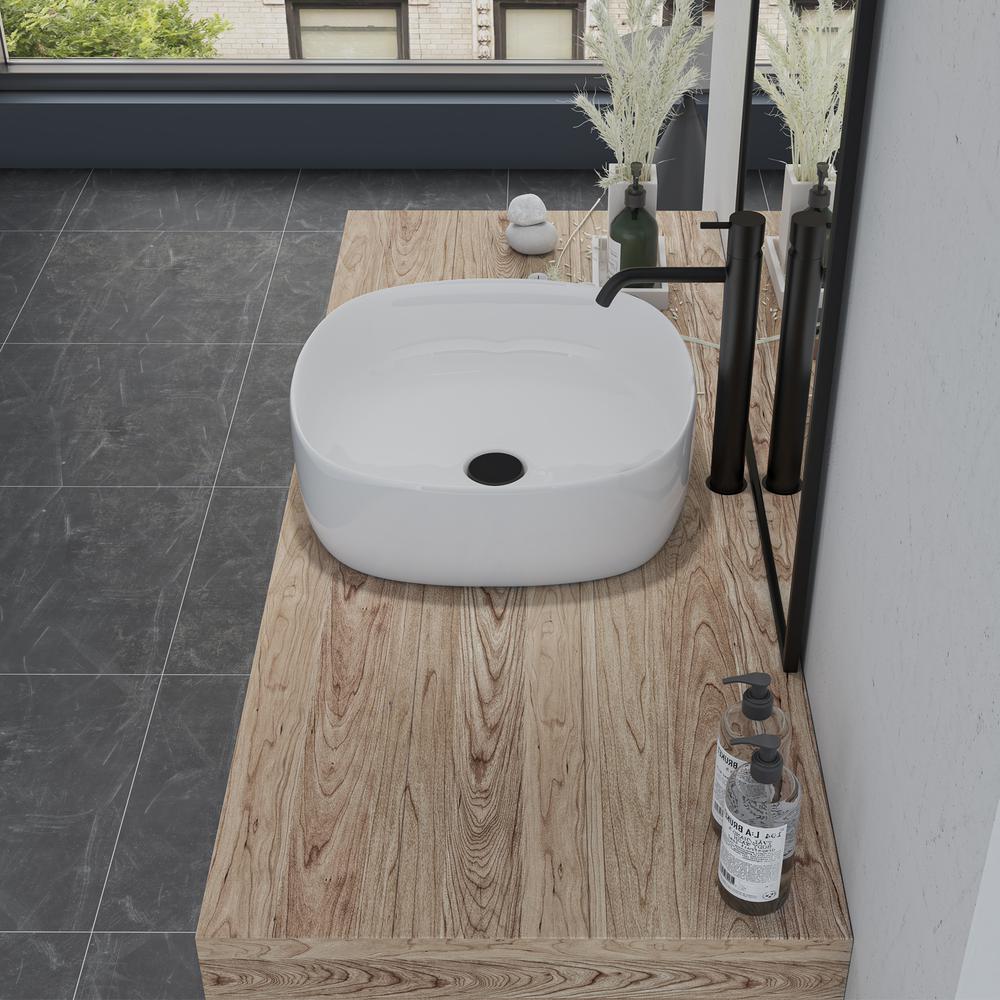16 in. Square White Finish Ceramic Bathroom Vanity Sink. Picture 9
