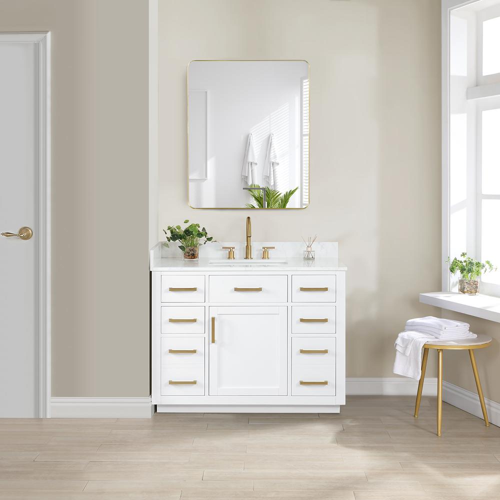 42" Single Bathroom Vanity in White with Mirror. Picture 4