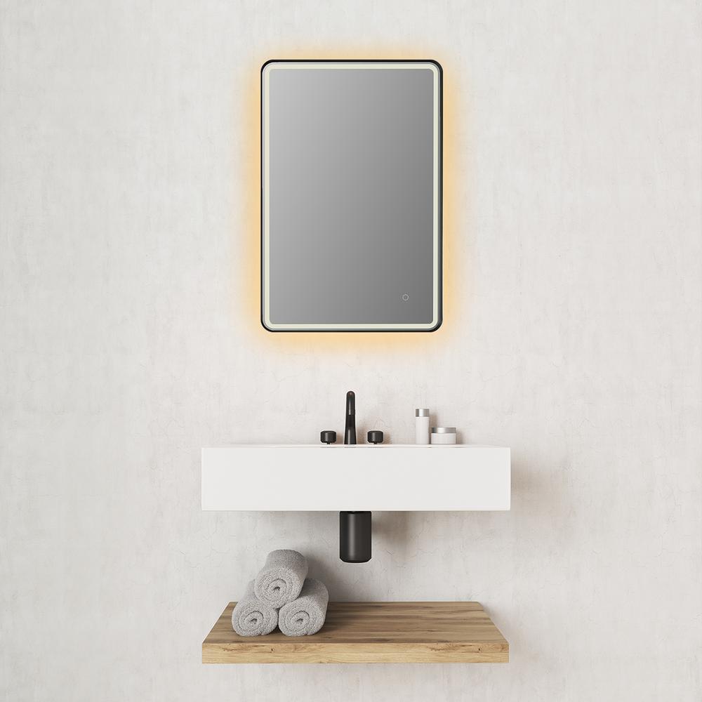 Framed in Matt Black Modern Bathroom/Vanity LED Lighted Wall Mirror. Picture 10