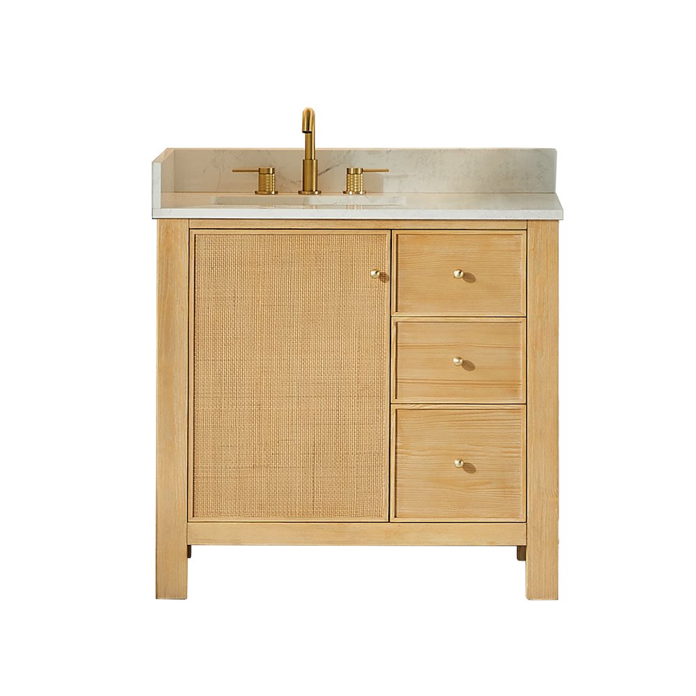 Cedar 36" Single Bathroom Vanity in Natural Wood. Picture 1
