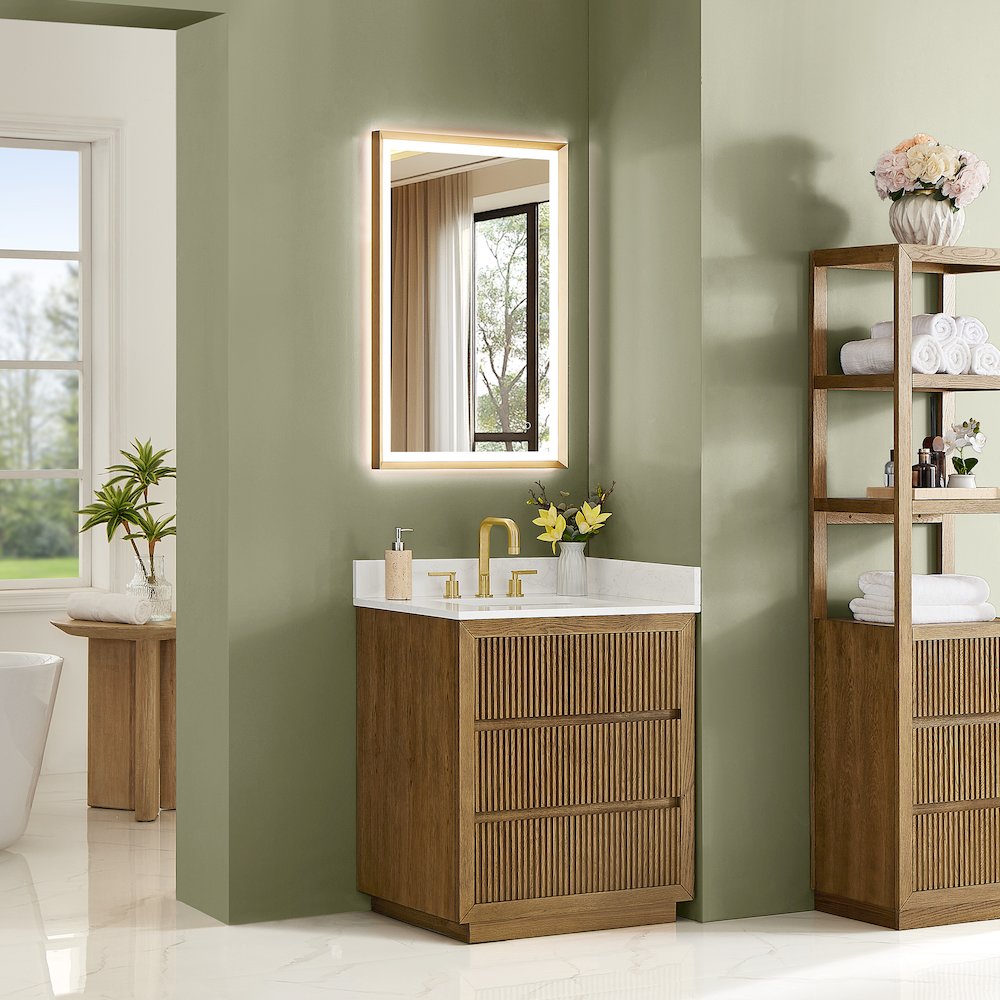 Navan 30" Single Bathroom Vanity in Weathered Brown. Picture 3
