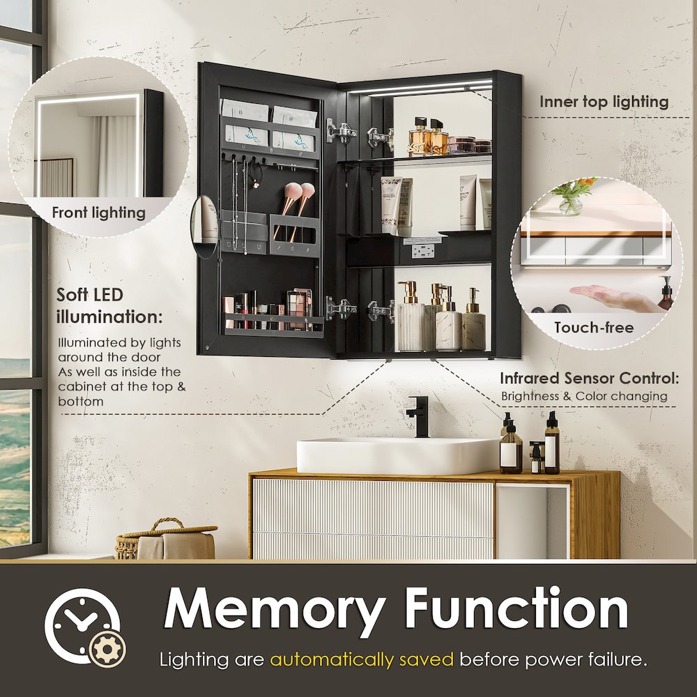 20"x28" Rectangular Frameless Surface-Mount Medicine Cabinet. Picture 9
