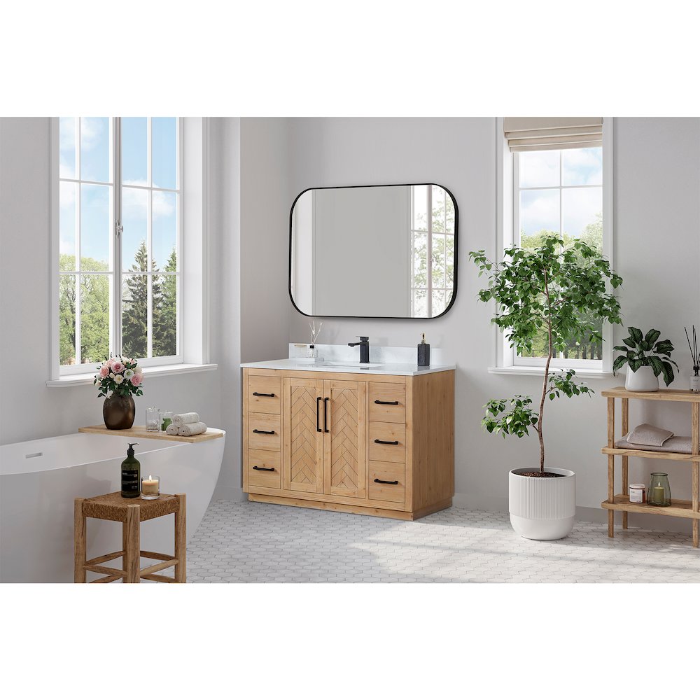 48x30" Rectangular Aluminum Framed in Matte Black Modern Bathroom Wall Mirror. Picture 15