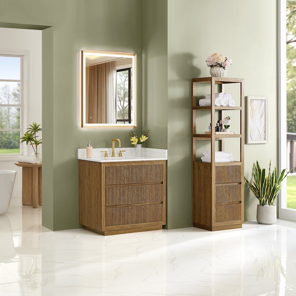 Navan 36" Single Bathroom Vanity in Weathered Brown. Picture 16
