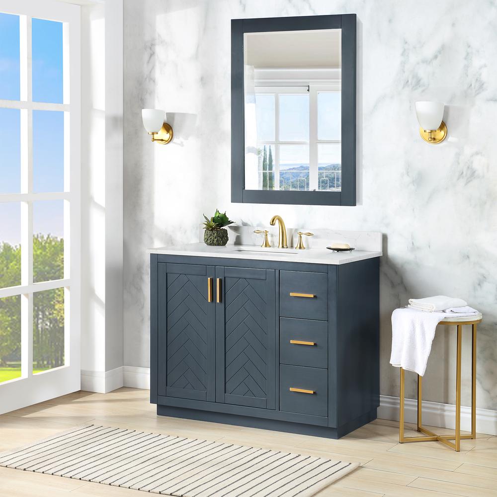 42" Single Bathroom Vanity Set in Classic Blue with Mirror. Picture 5