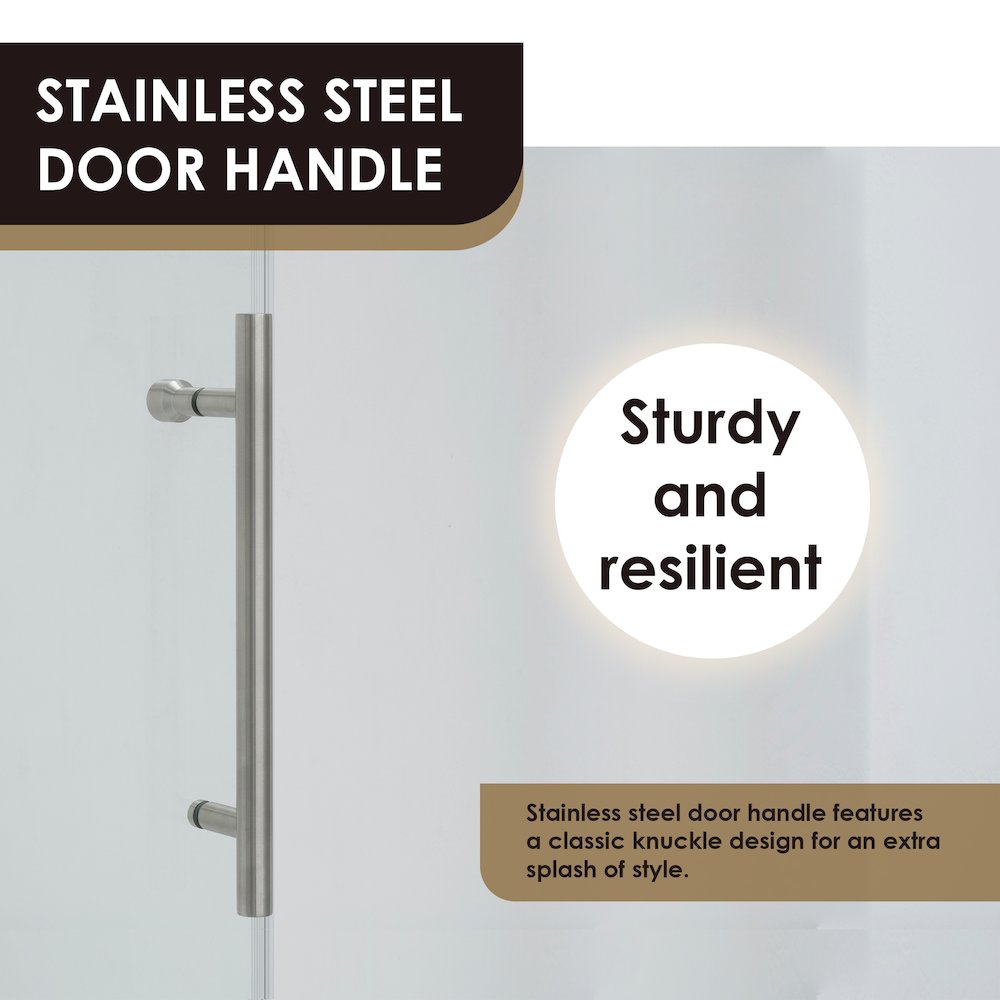 Single Sliding Frameless Tub Door in Brushed Nickel with Clear Glass. Picture 9