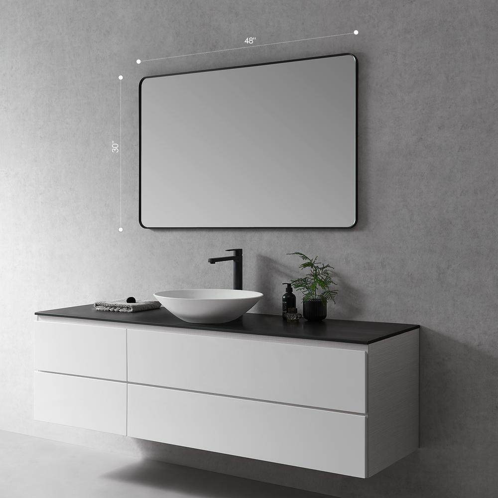 Nettuno 48" Rectangle Bathroom/Vanity Matt Black Aluminum Framed Wall Mirror. Picture 3