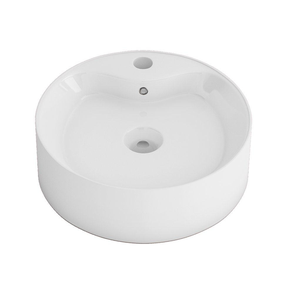 Timitra 18 in. Round White
 Finish Ceramic Vessel Bathroom Vanity Sink. Picture 2