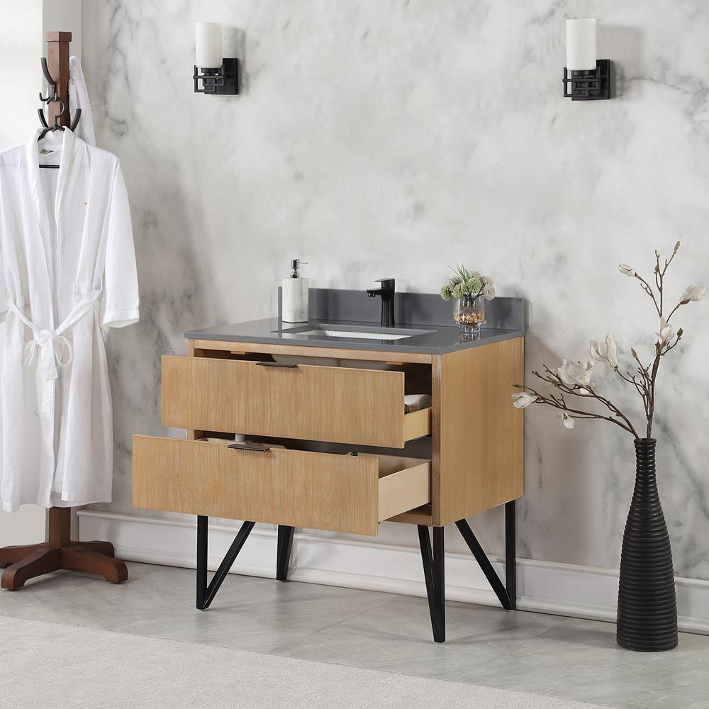 36" Single Bathroom Vanity in Weathered Pine without Mirror. Picture 5
