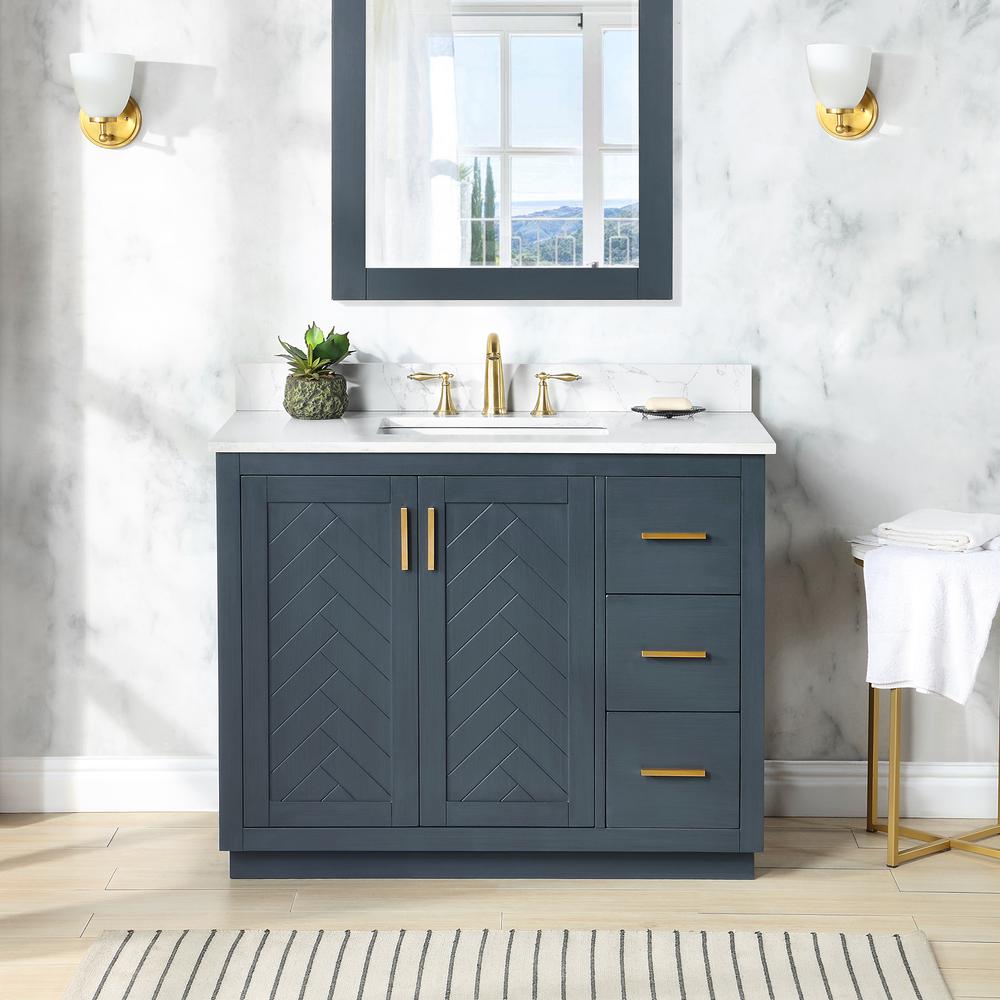 42" Single Bathroom Vanity Set in Classic Blue without Mirror. Picture 4