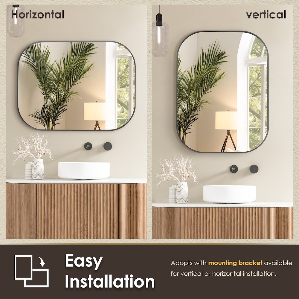 24x32" Rectangular Aluminum Framed in Gunmetal Modern Bathroom Wall Mirror. Picture 13