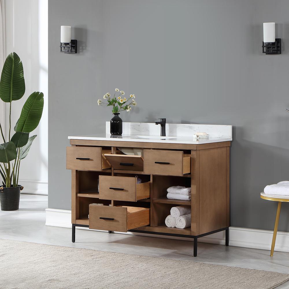 48" Single Bathroom Vanity Set in Brown Pine without Mirror. Picture 5