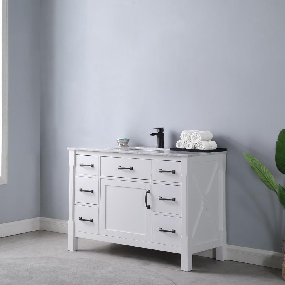 48" Single Bathroom Vanity Set in White without Mirror. Picture 10