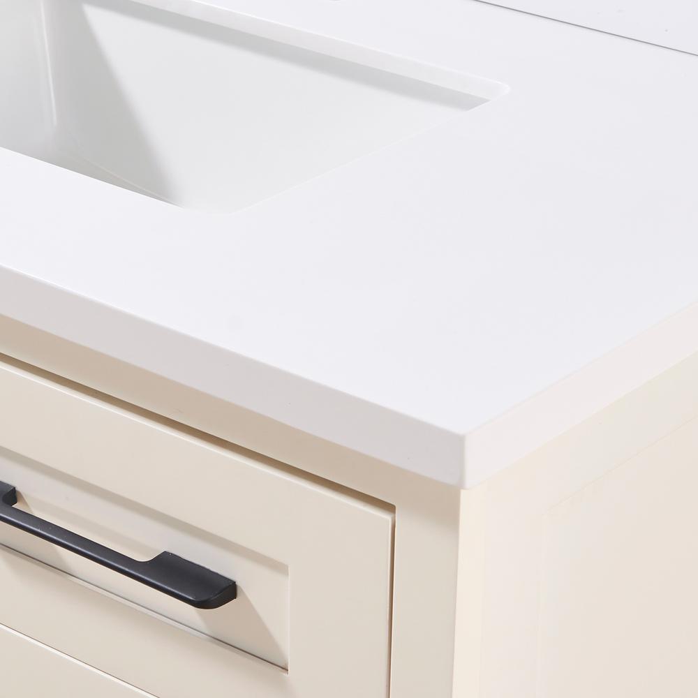37. in Composite Stone Vanity Top in Snow White with White Sink. Picture 6