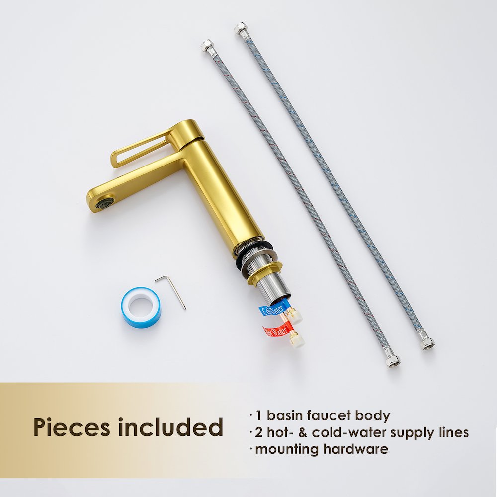 Single Hole Single-Handle Bathroom Faucet in Brushed Gold. Picture 12