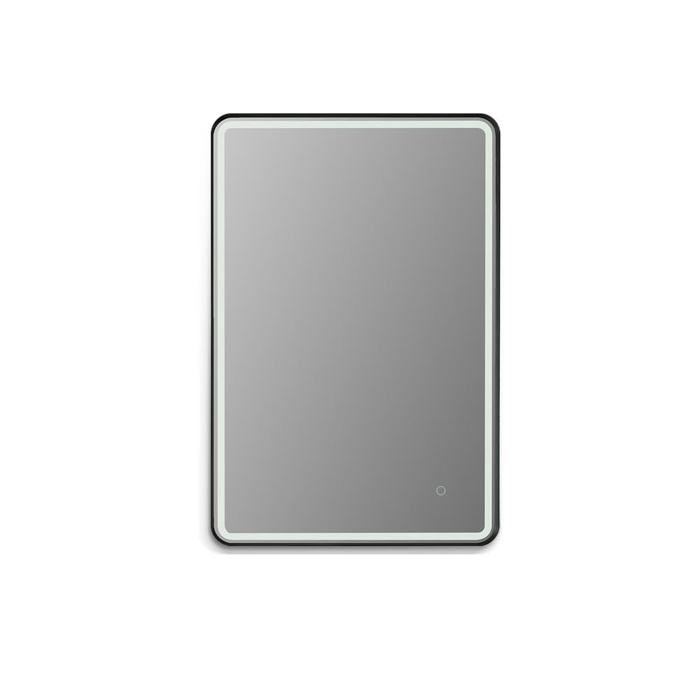 Framed in Matt Black Modern Bathroom/Vanity LED Lighted Wall Mirror. Picture 1