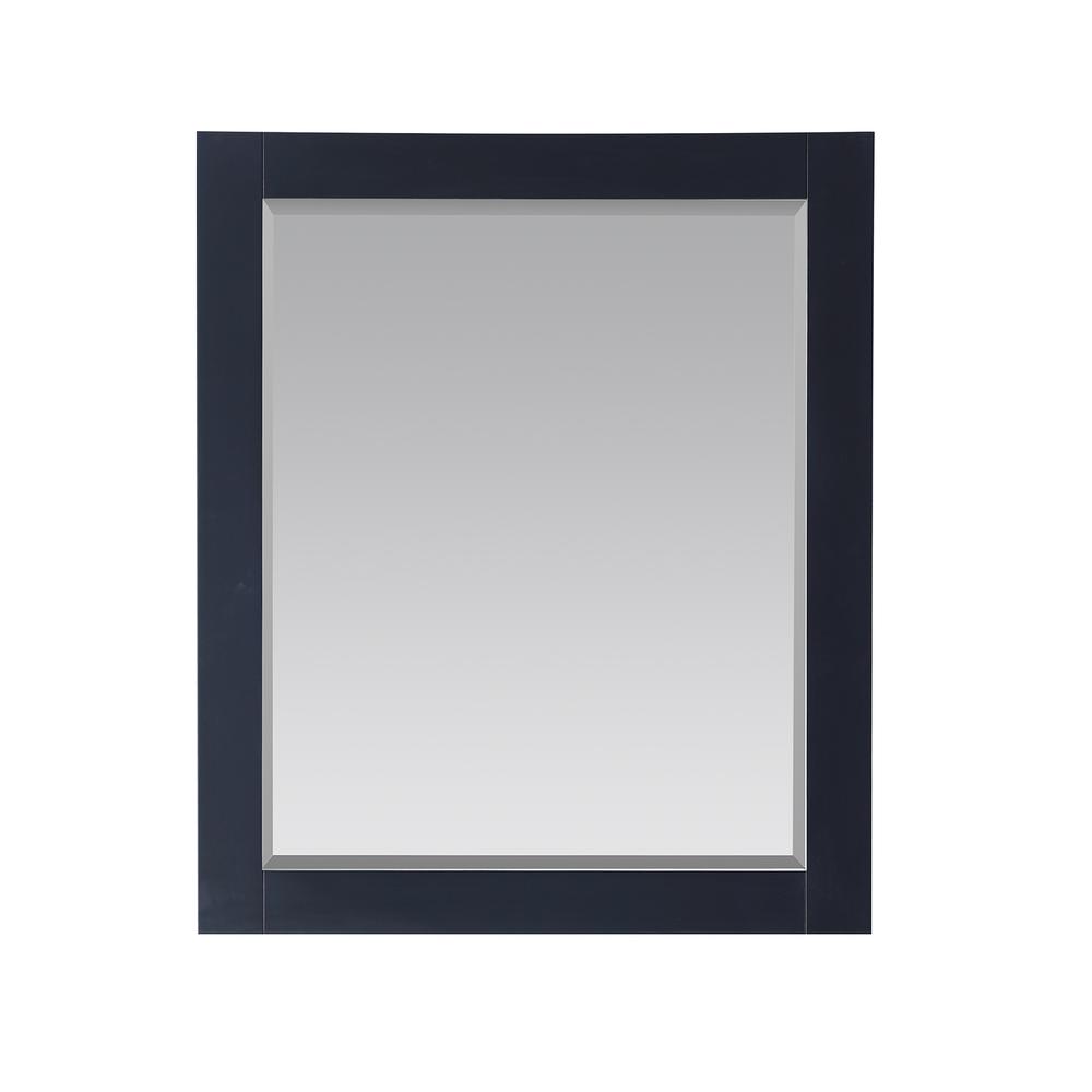 28" Rectangular Bathroom Wood Framed Wall Mirror in Classic Blue. Picture 1