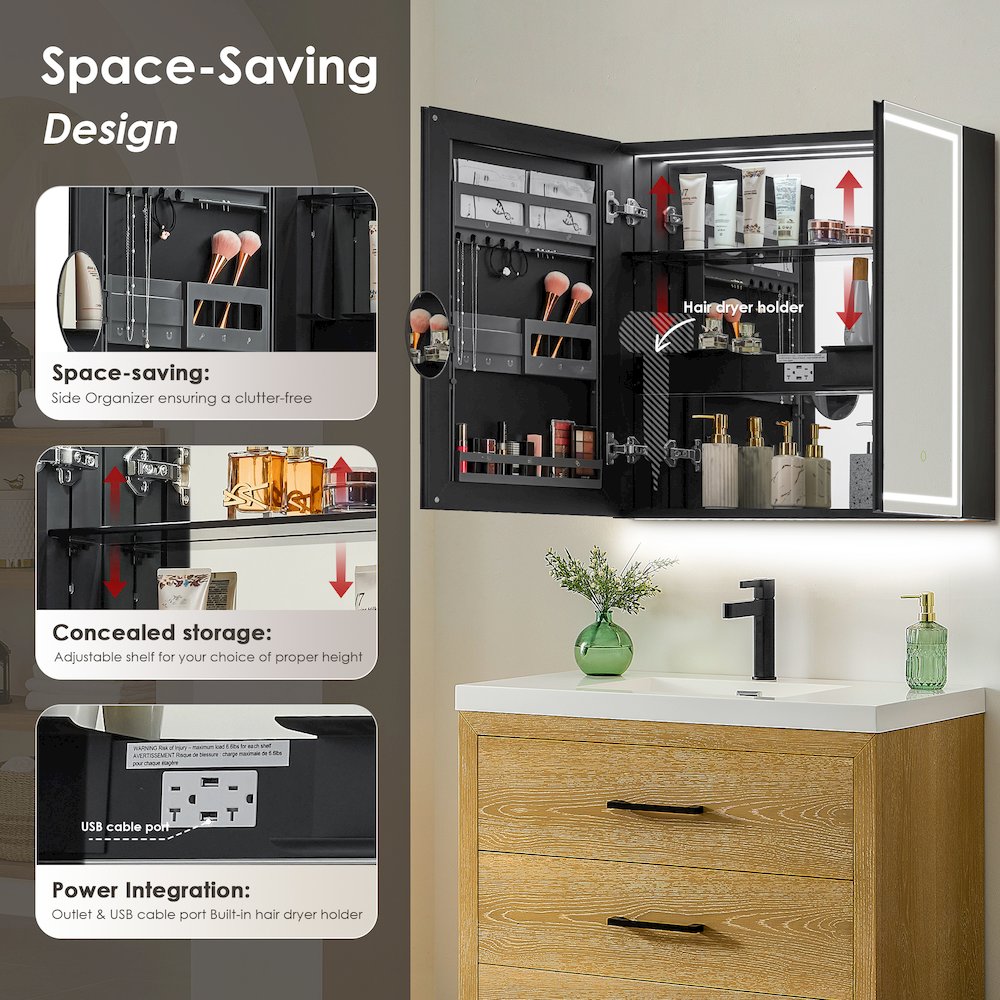 32"x28" Rectangular Frameless Surface-Mount Medicine Cabinet. Picture 13