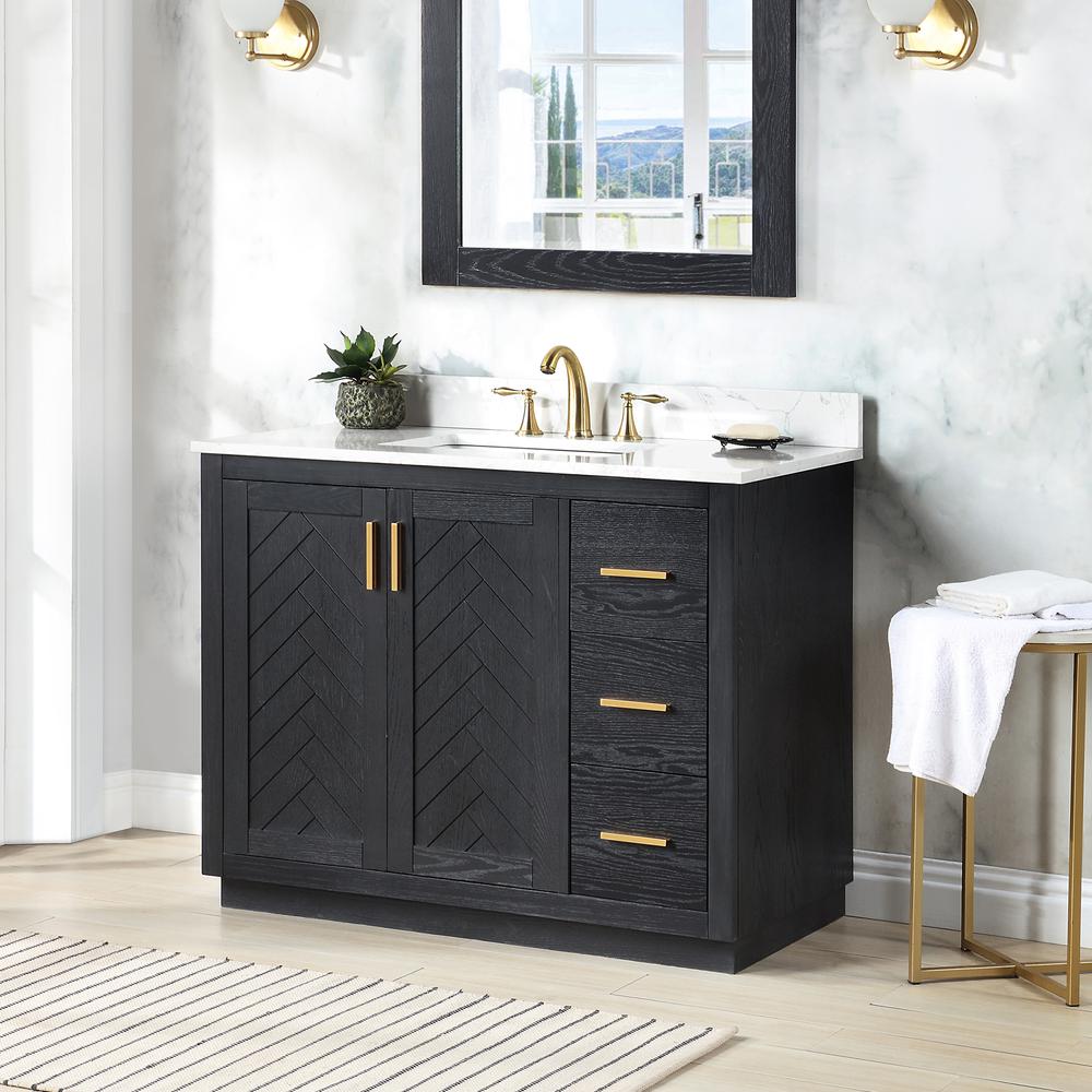 42" Single Bathroom Vanity Set in Black Oak without Mirror. Picture 5
