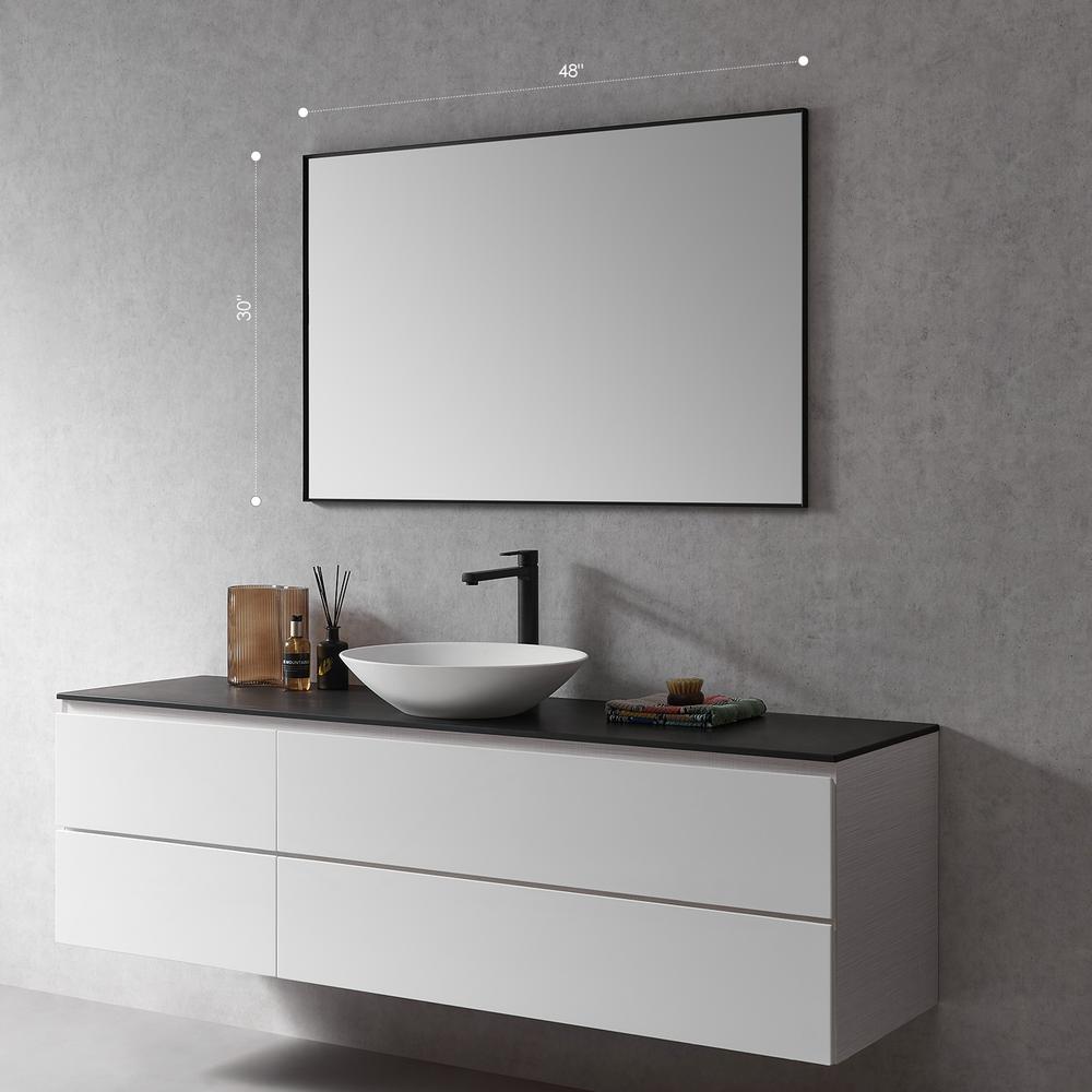Sassi 48" Rectangle Bathroom/Vanity Matt Black Aluminum Framed Wall Mirror. Picture 3