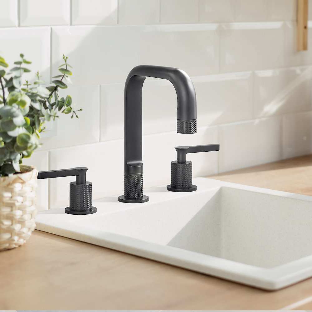 8. in Widespread 2-Handle Bathroom Faucet in Matte Black. Picture 7