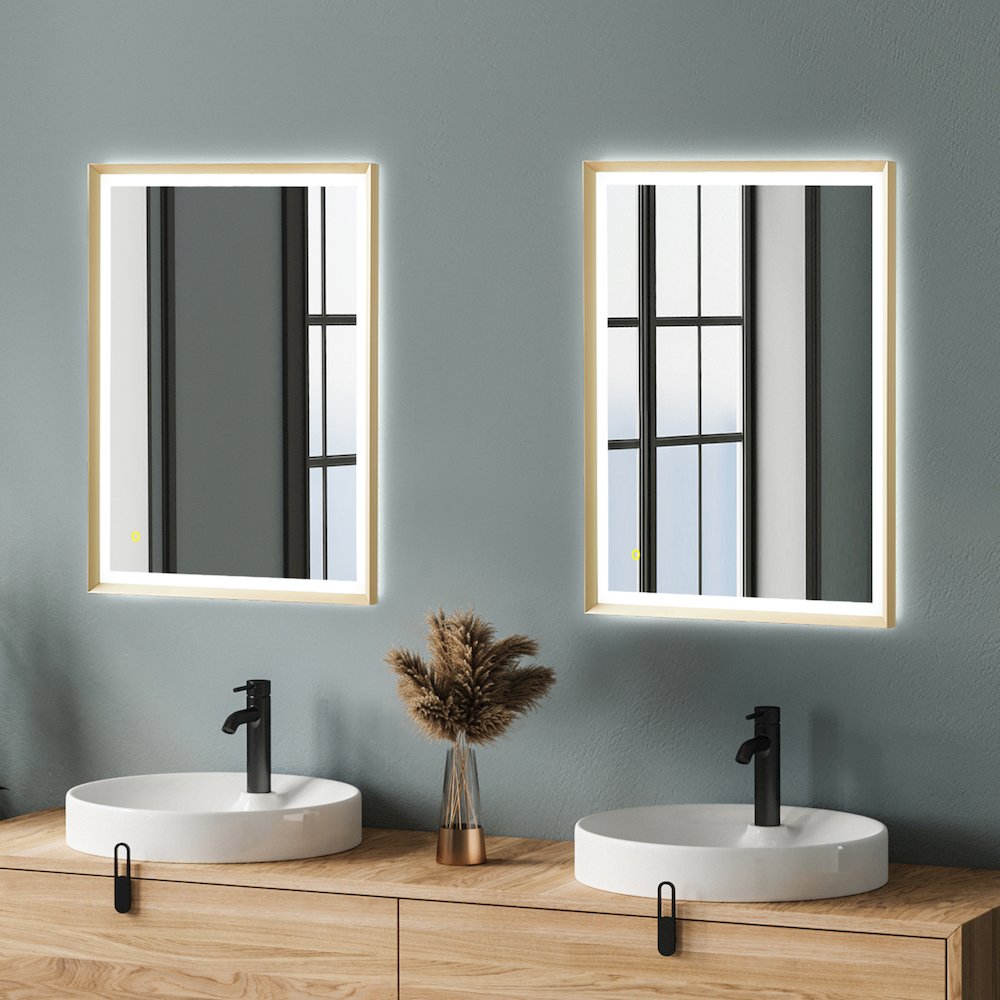 36"x30" Rectangular Wall Mirror in Brushed Gold Aluminum Framed. Picture 9