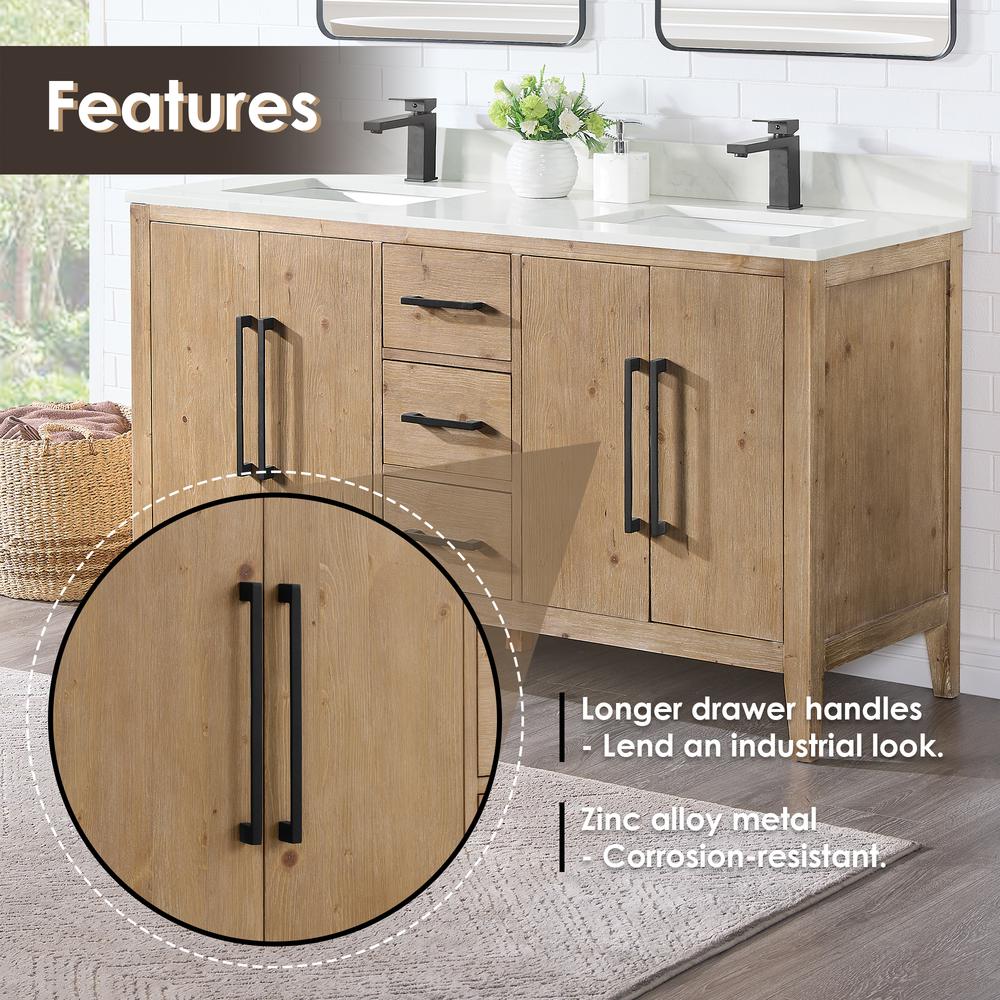 Double Bathroom Vanity in Weathered Fir with Stone Countertop with Mirror. Picture 9