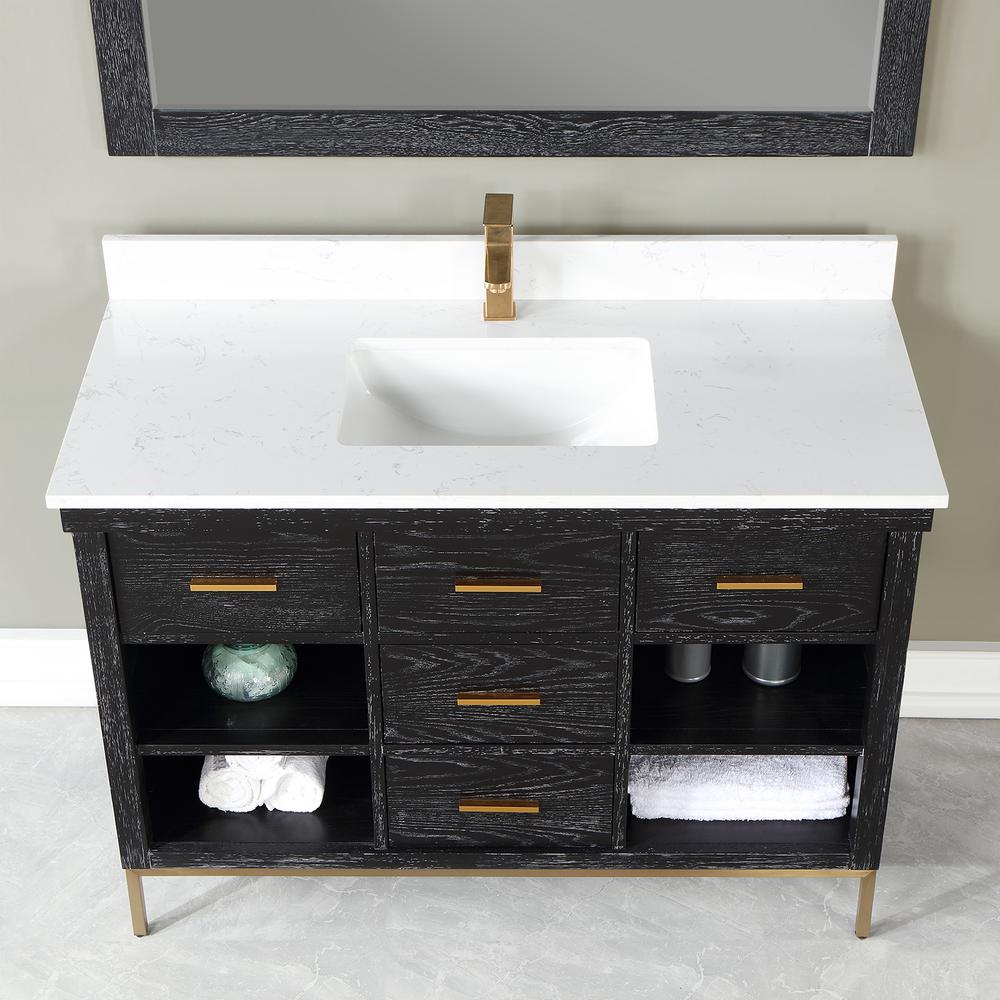 48" Single Bathroom Vanity Set in Black Oak with Mirror. Picture 6
